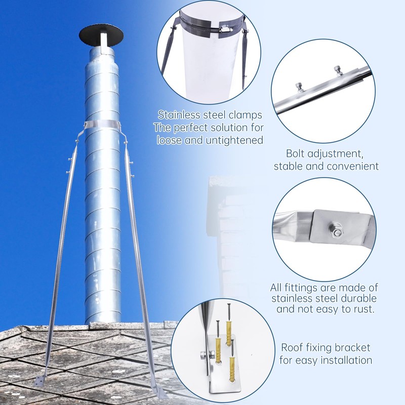 304 Stainless Steel Chimney Support Bracket Kit, Adjustable 45-74 Inch