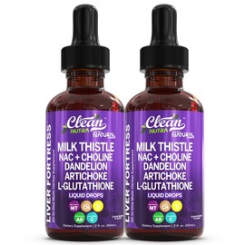 Clean Nutra Liver Fortress | Milk Thistle NAC Liver Cleanse Detox & Repair Supplement Liver Support Liquid Drops | Dandelion Extract, Artichoke, Chanca Piedra:_2 Bottles