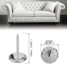 Homdire Upholstery Tacks for Decorative, Furniture Tacks Nails for Upholstery Decorative, 7/16 Inch Upholstery Nails for Furniture DIY Decorative, Daisy Upholstery Tacks Silver,300PCS