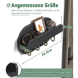 Key Holder Wall Mount,Key Holder for Wall Decorative Key and Mail Holder with Shelf,Modern Key Rack for Home Wall Decor for Apartment Office Entryway Front Door Living Room (Stylish Black)