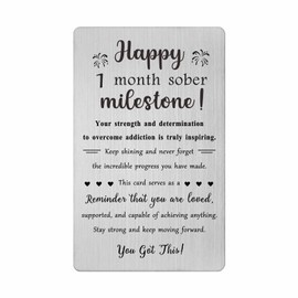 TGCNQ 1 Month Sobriety Gifts - Recovery Gifts for Women Men - 30 Day Sober Anniversary Metal Card