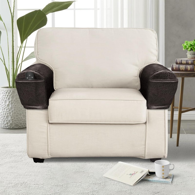 Leather Look Couch Arm Covers Set of 2 Armrest Covers