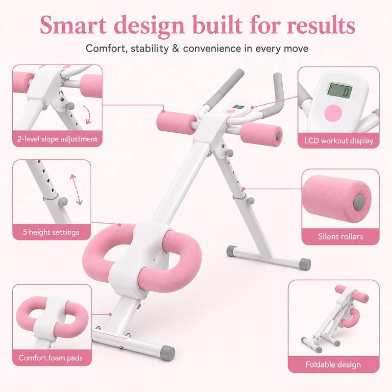 Foldable Ab Exercise Machine for Home Workouts – Adjustable Core