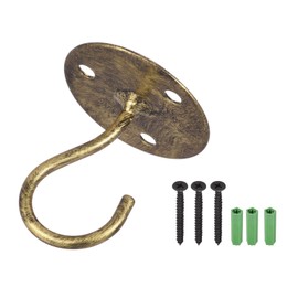 YOKIVE 2 Pcs Ceiling Hanging Hook, Heavy Swag Hook with Round Plate Hanging Plants, Great for Office, Home, Daily Use (Bronze, 2.2x2.5-Inch)