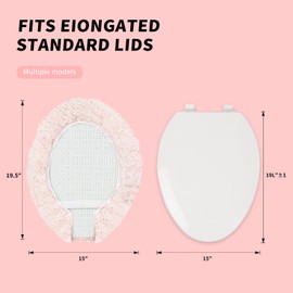 Baahrnom Microfiber Elongated Toilet Seat Cover 19.5"x 15" Machine Washable Solid Toilet Lid Cover Adjustable Rubber Backing Fits Most 18-19.5" L x 14-16" W Elongated Toilet Seat