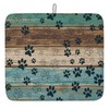 Dog Paw Print Dish Drying Mat for Kitchen Counter, Teal