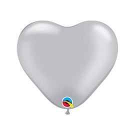 Qualatex 6" HEART LTX, Metallic Silver