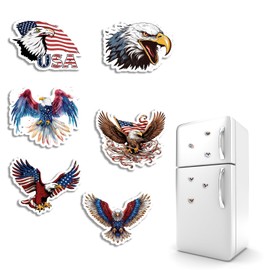 Acrylic Eagle Flag Refrigerator Magnets, Set of 6, Decorative Fridge Magnets for Home, Kitchen, Office (6)