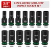 EMENTOL 3/8" Drive Impact Socket Set, Semi-Deep Sockets, 13 Pieces,