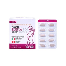 Mom's Safe Premium Pregnant Women 4th Generation Active Folic Acid 800 Vitamin D 2000IU, 1 Box, 60 Tablets / 맘스 안심 프리미엄 임산부 4세대 활성형 엽산 800 비타민D 2000IU, 1박스, 60정