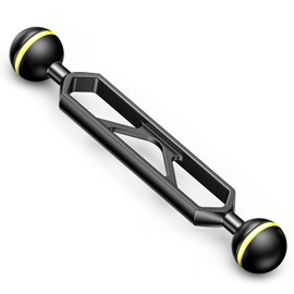 Seafrogs Aluminum Alloy Underwater Extension Arm, 1" Ball to YS Head Adapter, Carbon Fiber Dual Ball Arm for Strobe, Video Light, Diving Tray(DA-1)