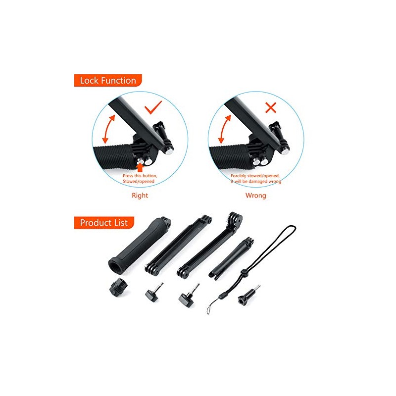 FitStill Waterproof 3 Way Tripod for Go Pro Hero 12/11/10/9/8/7/6/5/4