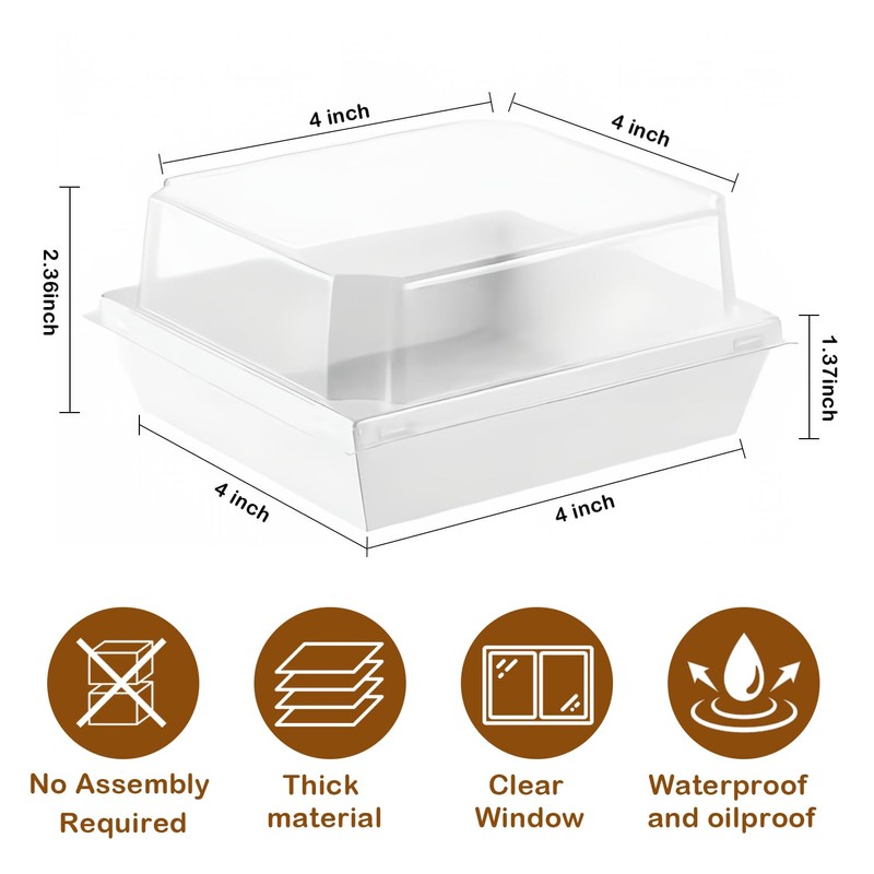 50 Pack Small Charcuterie Boxes with Clear Lids - Disposable