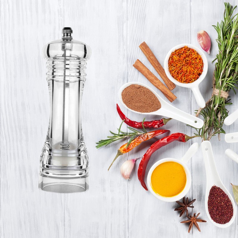 Transparent Spice Mill, Acrylic Pepper Mill, Salt Mill, Manual with