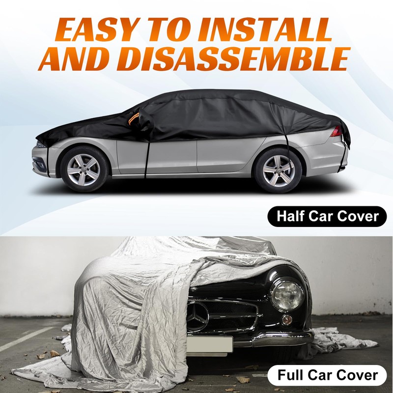 Half Car Cover Sedan M, Car Snow Cover for Windshield