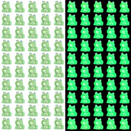 Chitidr 50 Pcs Luminous Resin Mini Frogs Cute Frog Glow in The Dark Miniature Figurines Frogs DIY Ornament Accessories for Garden Dollhouse Decoration Crafts, Green