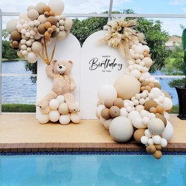 Pinafresa 2.2M Wedding Arch Cover, Matching Wedding Arch Stand Covers, Round Top for Birthday Party, Banquet Decoration, White