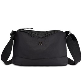 Eslcorri Crossbody Bags for Women, Small Nylon Shoulder Purse Casual Travel Sling Handbag Lightweight Multi-pocket Crossover Everyday Bag Compact Simple Neutral Purse -Black