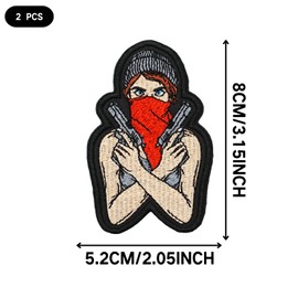 Two Set of Bad Girl with Gun Embroidered Appliques Patch with Hook and Loop Fastener Backing- Punk Style Tactical Crochet Badge Suitable for Vests,Jackets, Backpacks,and Clothing
