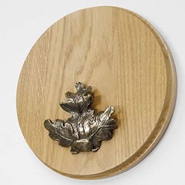 GTK Offer Round Wedge Sign Light Oak AF 19 cm with Oak Leaves Cover Large Wedge Board Weapon Board Trophy Sign