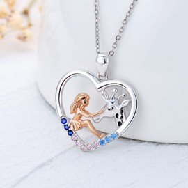 ECHOOY Giraffe Necklace for Daughter Heart Shaped Pendant Giraffe Pendant Necklace for Women Girls 925 Sterling Silver Animal Jewelry Gifts Mother's Day