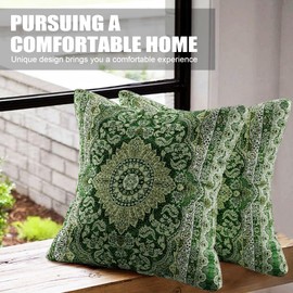 XPHZZL Pack of 2 Bohemian Style Linen Decorative Cushion Covers 45x45 cm Square Throw Pillow Covers 18x18 Inch Boho Style Pillowcases for Outdoor Home Decor Sofa Bedroom Car - Yellow Green