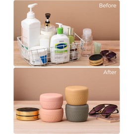 TakeToday - Recipientes de Viaje para Artículos de Cambiador, A Prueba de Fugas, Aprobado por TSA, Tarros de Crema de Silicona Recargables con Tapa, Tamaño de Viaje Esencial para Artículos