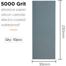 YoiYee Wet & Dry Sanding Paper Sheets, 230 X 93 mm, Grit Size: 5000, Silicon Carbide Abrasive, Waterproof Backing Paper, Pack of 10
