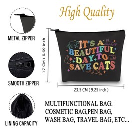 JXGZSO Cat Rescue Cosmetic Bag It Is a Beautiful Day To Save Cats Cosmetic Bag Cat Lover Gift Veterinarian Gift Vet School Gift (Save Cats Bag)