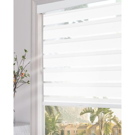Persilux Blackout Zebra Blinds for Windows (15" W x 47" H, White) Cordless Zebra Shades for Indoor Windows, Sheer Shades Thermal Insulated Blinds with Upgraded Cassette, Roller Window Shades for Home