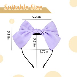 Large Bow Headbands for Women Girls Purple Double Layer Bowknot Headband Fashion Knotted Bow Head Bands for Women's Hair Accessories for Long Short Hair Hoop for Women Satin Bow Knotted Head Piece
