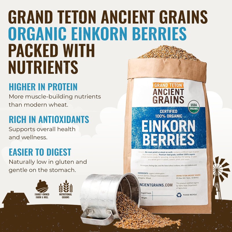Grand Teton Ancient Grains - 100% Organic Einkorn Berries, Premium
