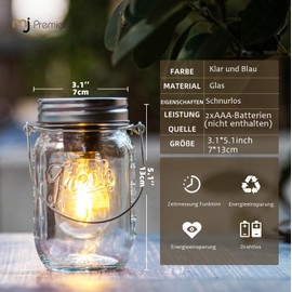 Gartendeko für Draußen, Outdoor Tischlampe Kabellos Led Tischleuchte Batteriebetriebene Tischlampe mit Timer Laternen für Innen und Außen Deko für Garten Camping Party Kamin Flur Treppe KLAR+BLAU