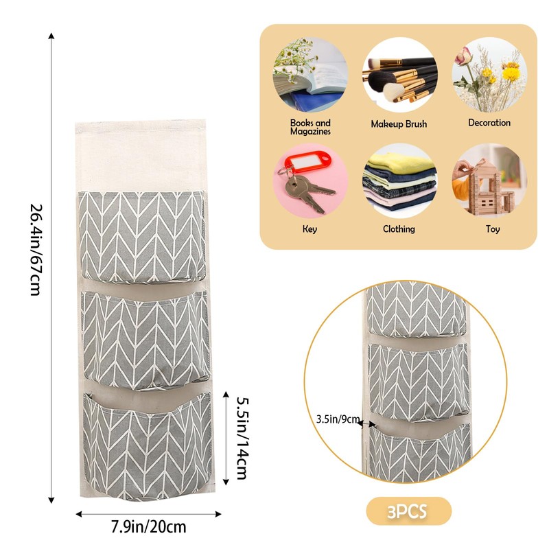 COVRA 3-Pack Wall Hanging Storage Bags – Over-the-Door Organizers with