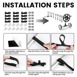 lalago Support Straps, Set of 12 Fixing Straps and Clip, Winding Device for Mobile Pool with Solar Film, Support Straps for Pool Film