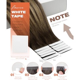 Sunny Hair Tape in Hair Extensions Real Human Hair Invisible Remy Hair Extensions Tape ins for Women Dark Brown Root to Caramel Blonde Balayage 24 inch 20Pcs 50G