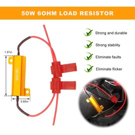 ZNDAW 2 PCS 50W 6Ohm LED Load Resistors, Fix Fast Flash Blink Error Code Flickering Resistor with 4 Wire Clips, Automotive Turn Signal LED Kit for 1157 BAY15D LED Turn Signal Lights （Golden）