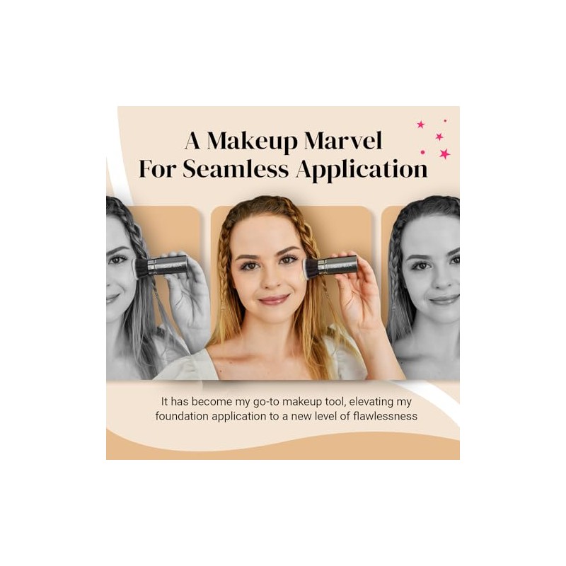Keshima Brocha Maquillaje Retráctil Punta Plana Kabuki Base Líquido Polvos