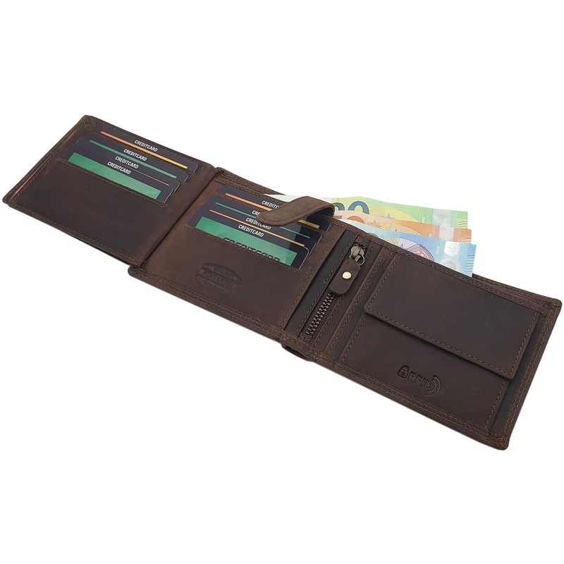 myledershop Buffalo Full Leather Horizontal Wallet RFID & NFC Protection