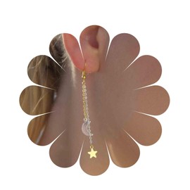 Yheakne Boho Star Moon Earrings Gold Long Drop Chain Earrings Vintage Tassel Chain Earrings Unique Heavenly Earrings Jewellery for Women and Girls