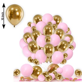 Pink Gold Balloons Set 30Pcs 10 Inch Gold Pink Latex Balloons for Girls Women Birthday Wedding Baby Bridal Shower Party Decorations Supplies Engaement Party Backdrop