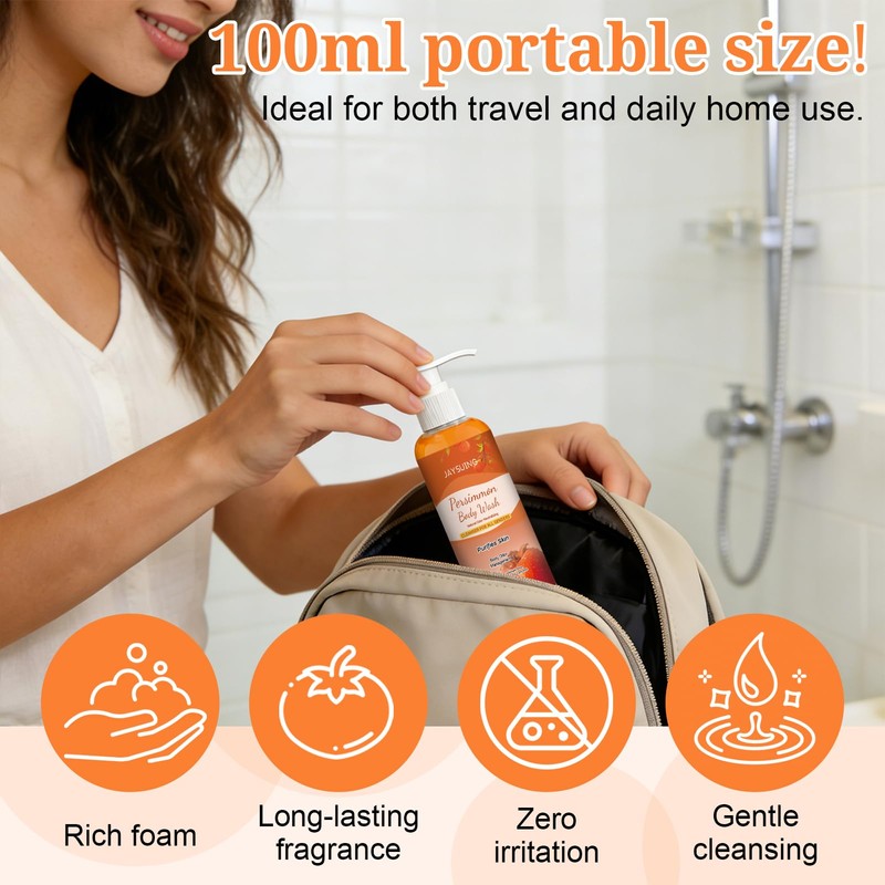 Persimmon Body Wash, Kaki Shower Gel, Natural Deodorising