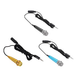 sourcing map 3Pcs Mini Microphone Tiny Microphone Portable Microphone with Earphone for Singing Voice Recording Video for Phone Black, Blue, Rose Gold,