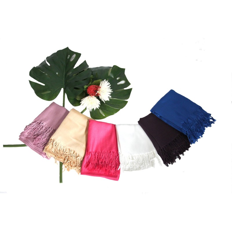 Sakkas Eco-Friendly Bamboo Solid Pashmina Shawl Wrap Stole - Navy