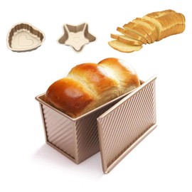 Unpoten Toast Bread Baking Mould 12 x 19 x 11 cm Aluminium Toast Bread Baking Mould Bread Moulds for Baking Bread Toast Mould with Sliding Lid Non-Stick Bread Baking Mould Pan for Bread Pastry Cakes