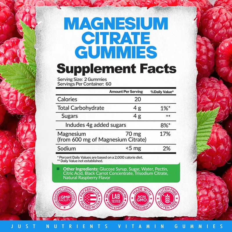 Magnesium Citrate 600mg Gummies (120 Count) - Maximum Strength, Supports