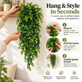 Artificial Hanging Eucalyptus Vine for Home & Events – UV-Resistant Faux Greenery for Indoor or Outdoor Decor