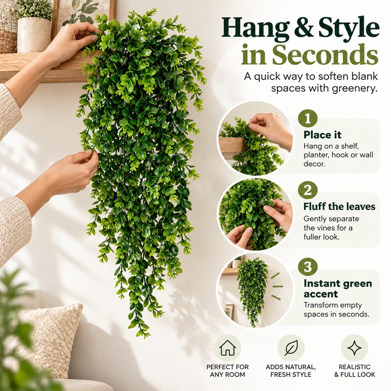 Artificial Hanging Eucalyptus Vine for Home & Events – UV-Resistant
