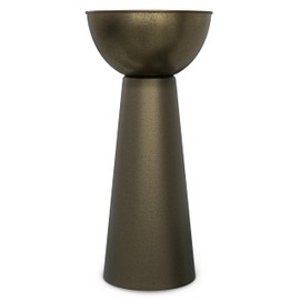 SIMPLIHOME Surrey Contemporary Modern Wide Metal Side Table Fully Assembled for The Living Room and Bedroom, 12 inch, Antique Gold