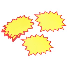 sourcing map Blank Star Burst Sale Signs Price Tags Paper Pricing Labels 180x140mm Yellow for Retail Sales Pricing, Pack of 100